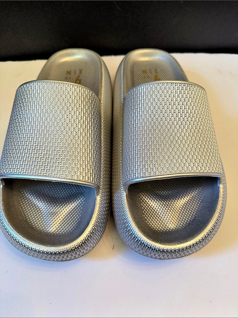 Mix No. 6 M6-SYMA Textured Slide Sandals Silver US 8